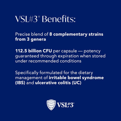 VSL#3® Probiotics for Digestive Health, IBS & UC Symptoms - 112.5B CFUs, High-Potency, Multi-Strain, Live, Refrigerated Probiotic, Medical Food for Gut Health Support in Men & Women, 60 Capsules VSL #3Buy Supplements Australia