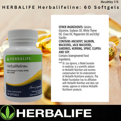 Herbalife Herbalifeline: 60 Softgels with Vitamin E, Marine Lipid Complex, Omega-3 Fatty HerbalifeBuy Supplements Australia