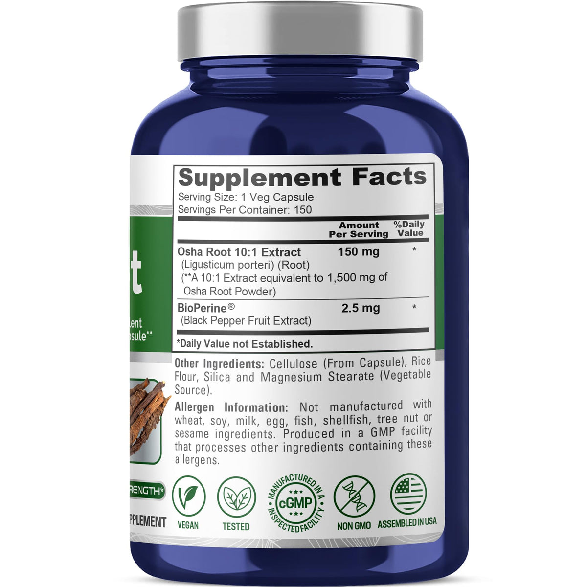 NusaPure OSHA Root Extract 1500 mg per Vegan Caps - 150 Count (10:1 Extract, Non-GMO, Vegan, Bioperine) Ligusticum Porteri NusaPureBuy Supplements Australia