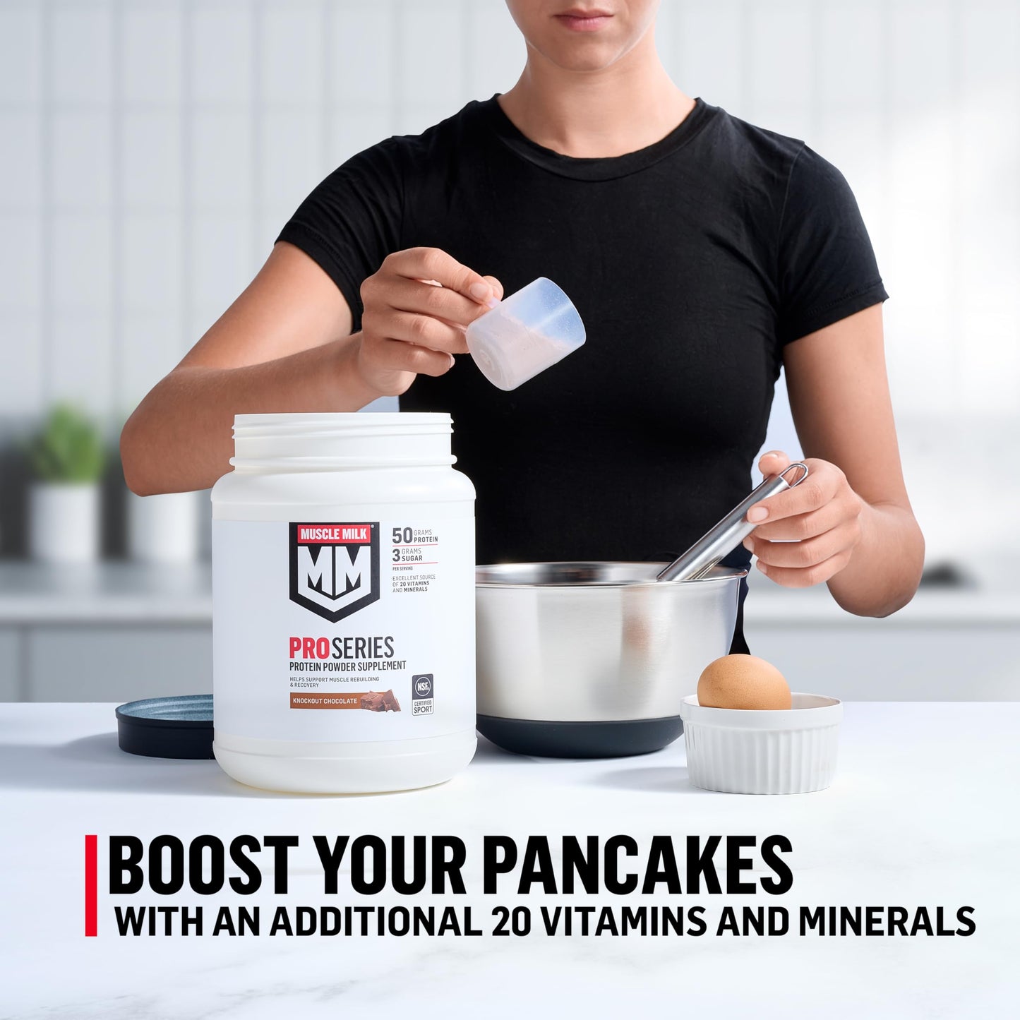 Muscle Milk Pro Series Protein Powder Supplement, Slammin' Strawberry, 2 Pound, 11 Servings, 50g Protein, 3g Sugar, 20 Vitamins & Minerals, NSF Certified for Sport, Packaging May Vary