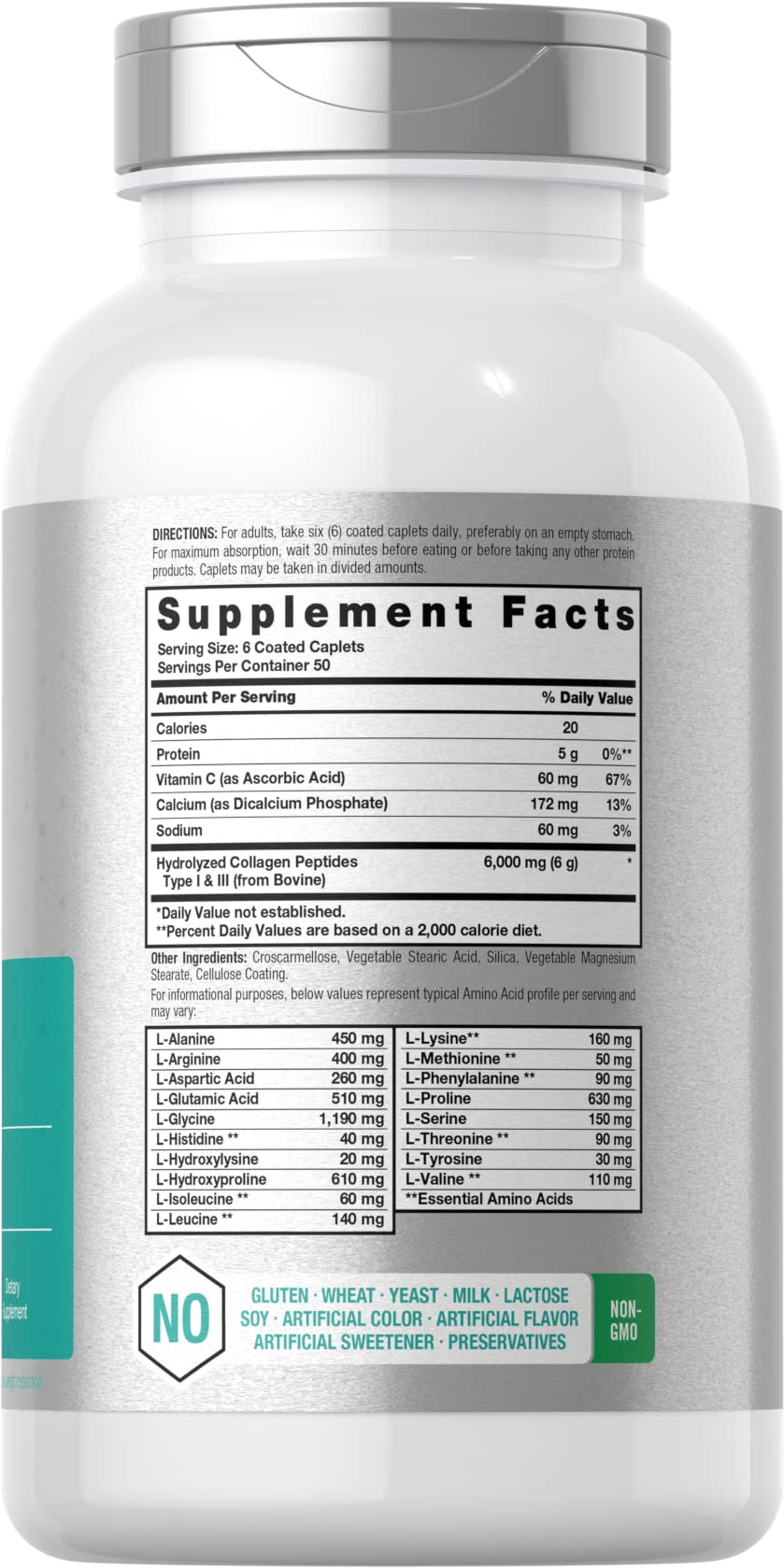 Horbäach Collagen Peptides 6000mg | 300 Caplet Pills | with Vitamin C | Hydrolyzed Collagen Supplement | Non-GMO, Gluten Free HorbäachBuy Supplements Australia