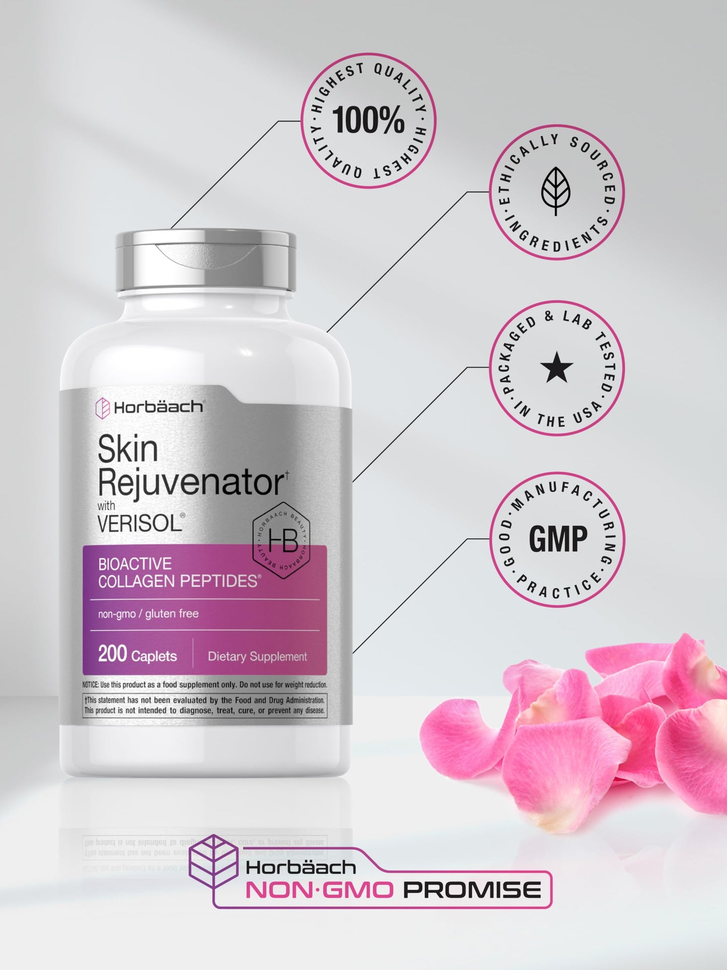 Horbäach Skin Rejuvenator with Verisol | Bioactive Collagen Peptides | 200 Caplets | Non-GMO, Gluten Free Supplement Horbäach buy supplements Au
