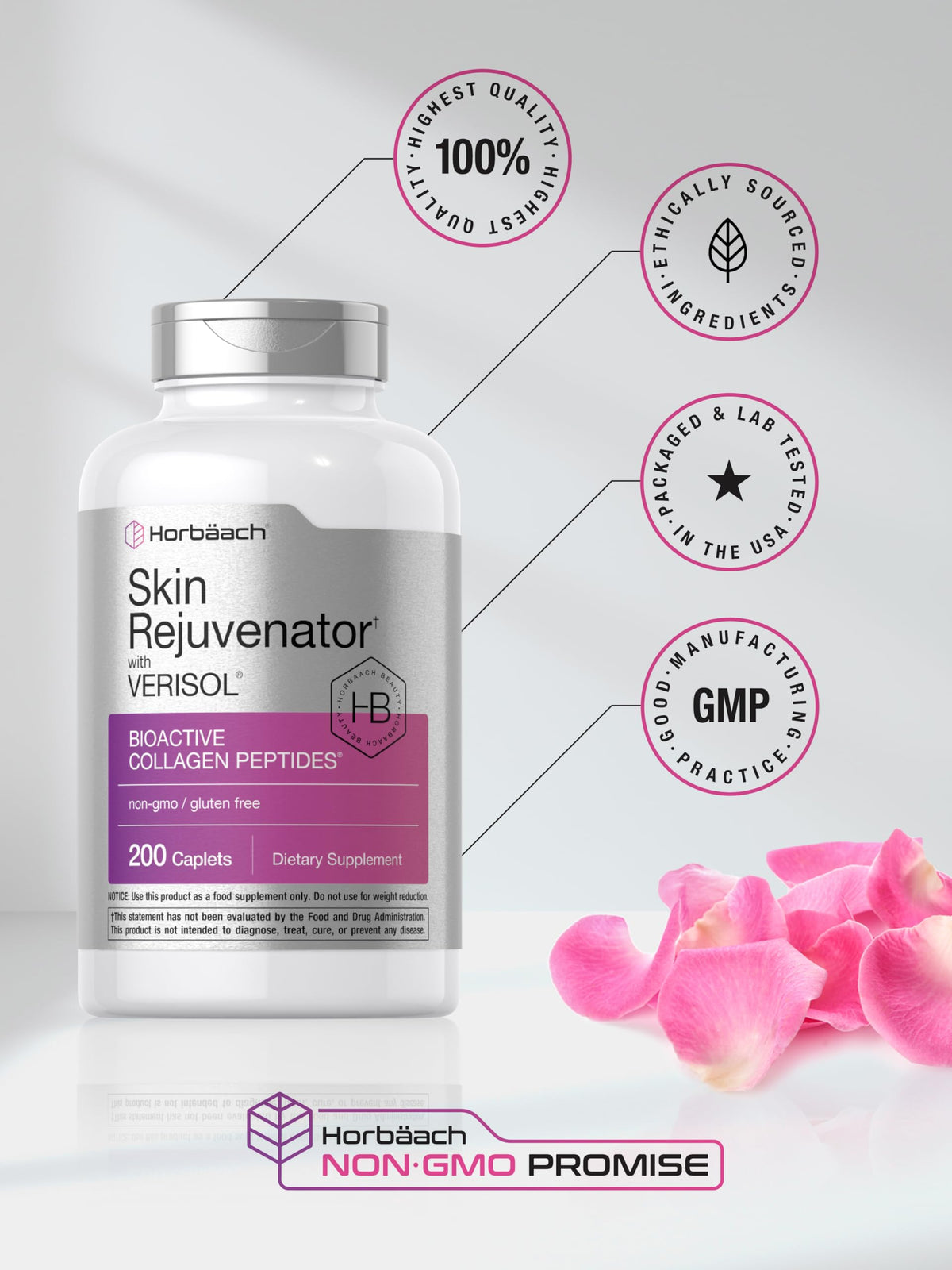 Horbäach Skin Rejuvenator with Verisol | Bioactive Collagen Peptides | 200 Caplets | Non-GMO, Gluten Free Supplement Horbäach buy supplements Au