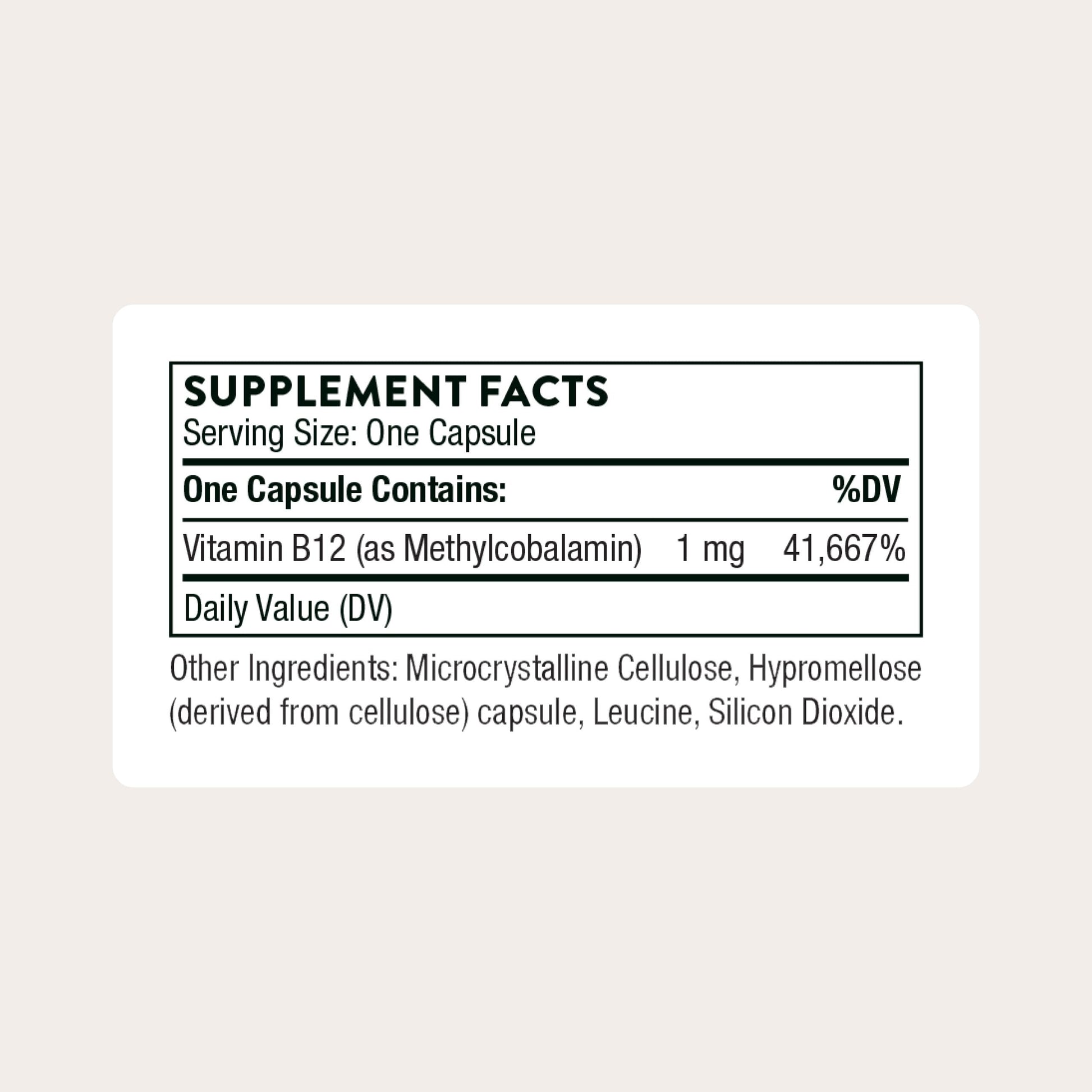 THORNE - Vitamin B12 - as Methylcobalamin - Supports Heart & Nerve Health, Blood Cell Function, Healthy Sleep & Methylation* - Gluten, Dairy & Soy-Free - 60 Servings THORNEBuy Supplements Australia