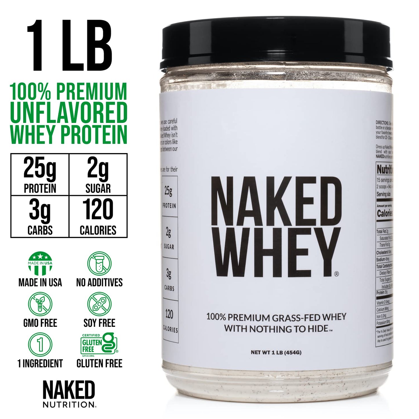 Naked Nutrition Naked Whey 1Lb - Only 1 Ingredient, Grass Fed Whey Protein Powder Naked NutritionBuy Supplements Australia