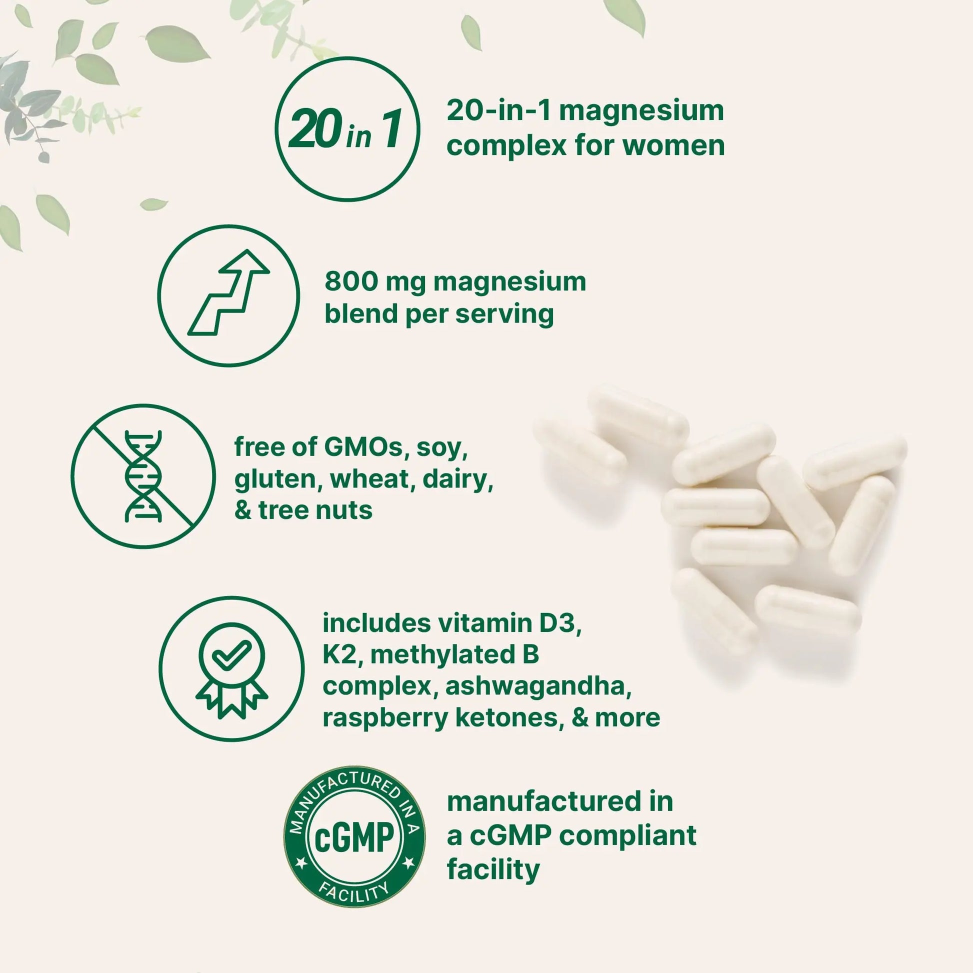 Magnesium Complex for Women, 240 Vegetarian Capsules | 20-in-1 Formula - Magnesium Blend with Vitamin D3, K2 Micro Ingredients canada supplements