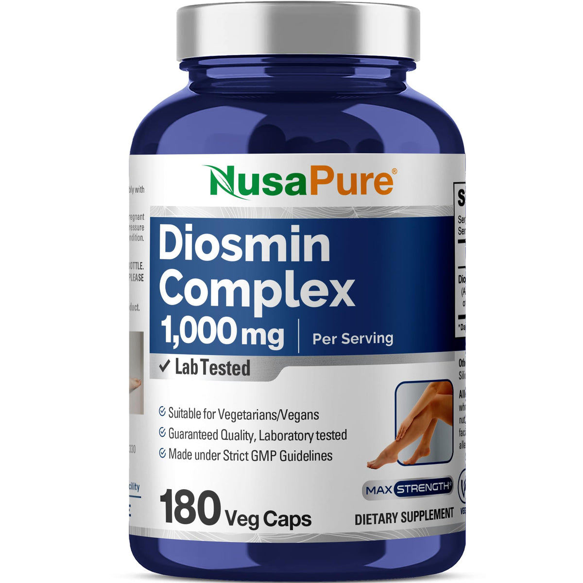 NusaPure Diosmin Complex 1,000mg per Serving 180 Veggie Caps (Non-GMO, Vegan) Citrus Aurantium NusaPureBuy Supplements Australia