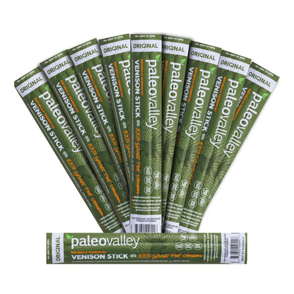 Paleovalley 100% Grass Fed Venison Sticks – 10 Pack – Keto-Friendly, High Protein, Low-Calorie Snack – Omega-3 Rich, Gluten-Free, Nitrate-Free, Naturally Flavored – Healthy On-the-Go Meat Snack PaleovalleyBuy Supplements Australia