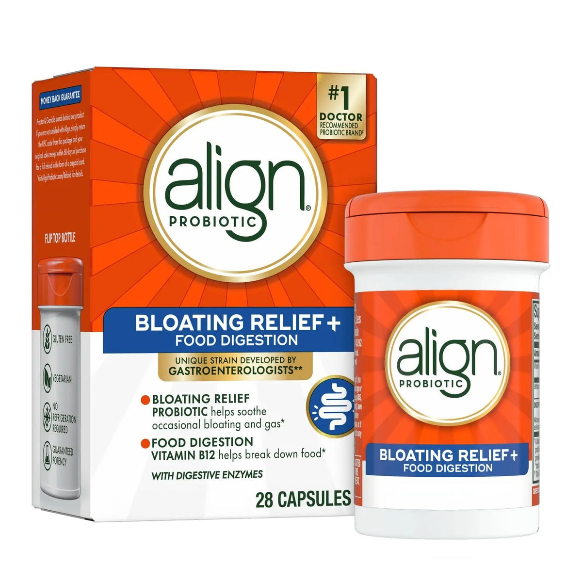 Align Probiotic Bloating Relief + Food Digestion, Probiotics for Women and Men, #1 Doctor Recommended Brand‡, Promotes Digestive Health and Helps Support the Metabolism of Food*, 28 Capsules AlignBuy Supplements Australia