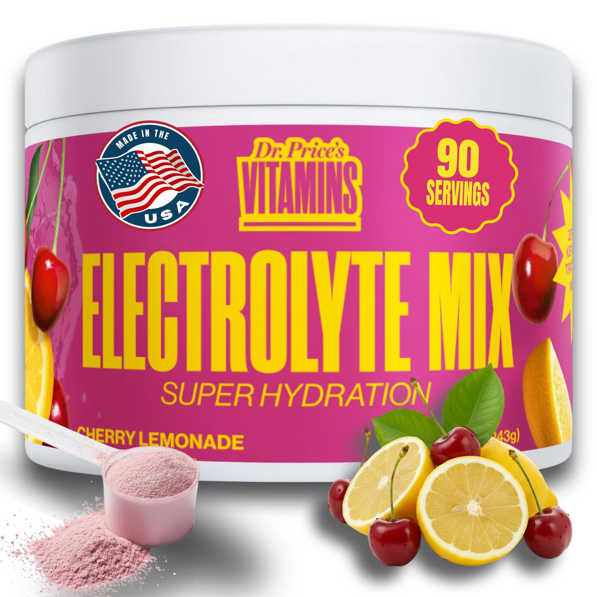 Dr. Price’s Electrolytes Powder Bulk – Cherry Lemonade, 90 Servings | Sugar Free Hydration Drink Mix with 72+ Trace Minerals, Manganese | Keto, Vegan, Doctor-Formulated, Made in USA Dr. Price's Vitamins buy supplements Au
