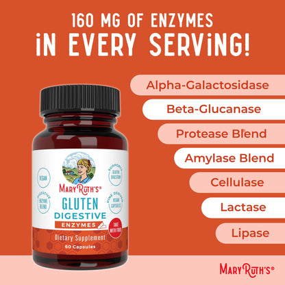 MaryRuth’s Gluten Digestive Enzymes | Up to 2 Month Supply | Proprietary Enzyme Blend | Vegan Pine-Based Capsules | Non-GMO | 60 Count MARYRUTH'SBuy Supplements Australia