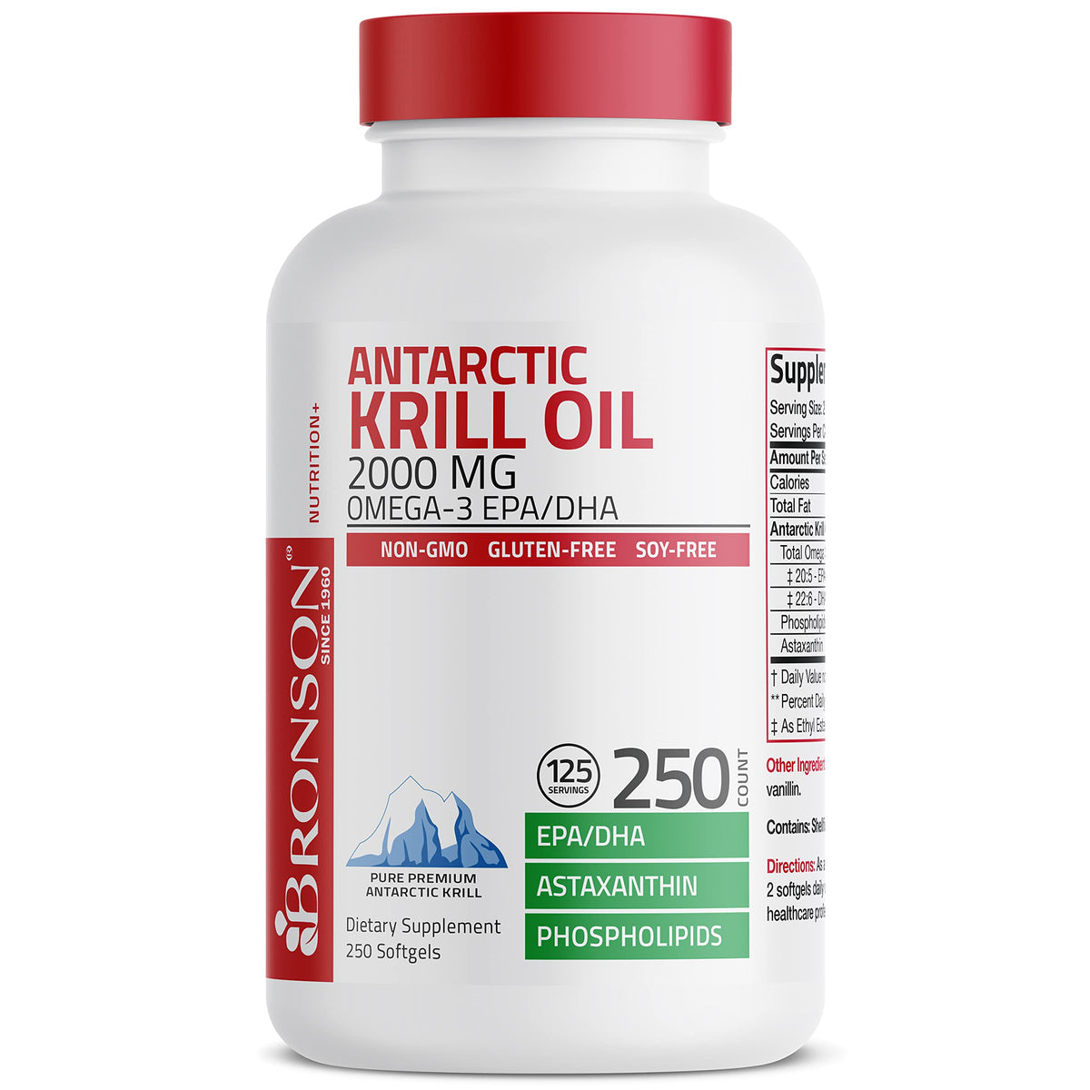 Bronson Antarctic Krill Oil 2000 mg with Omega-3s EPA, DHA, Astaxanthin and Phospholipi BronsonBuy Supplements Australia