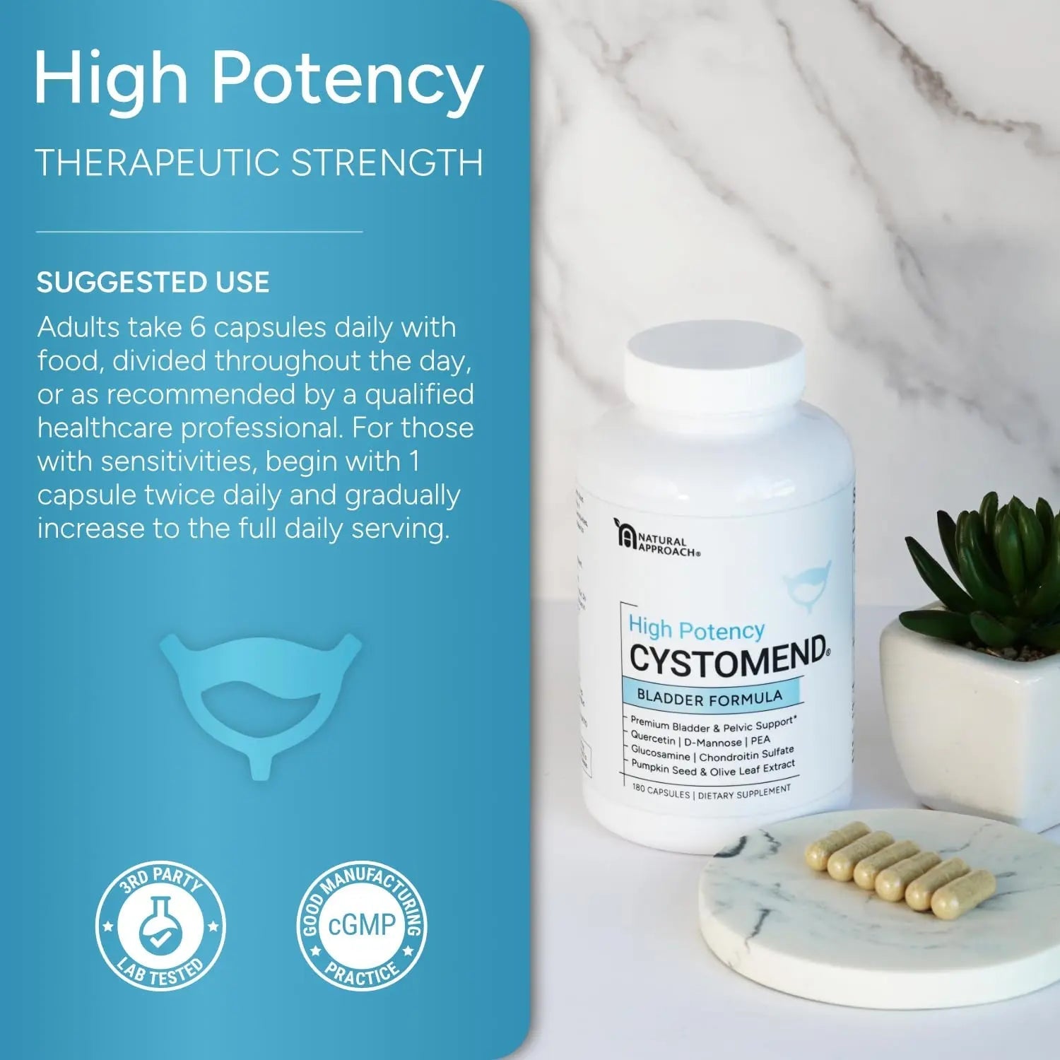 CystoMend Bladder & Pelvic Discomfort Formula (High Potency) - Supports Less Flares & Urgency* - Premium Bladder Support for Women & Men - USA Manufactured & Third-Party Tested - 180 Capsules CystoMendBuy Supplements Australia