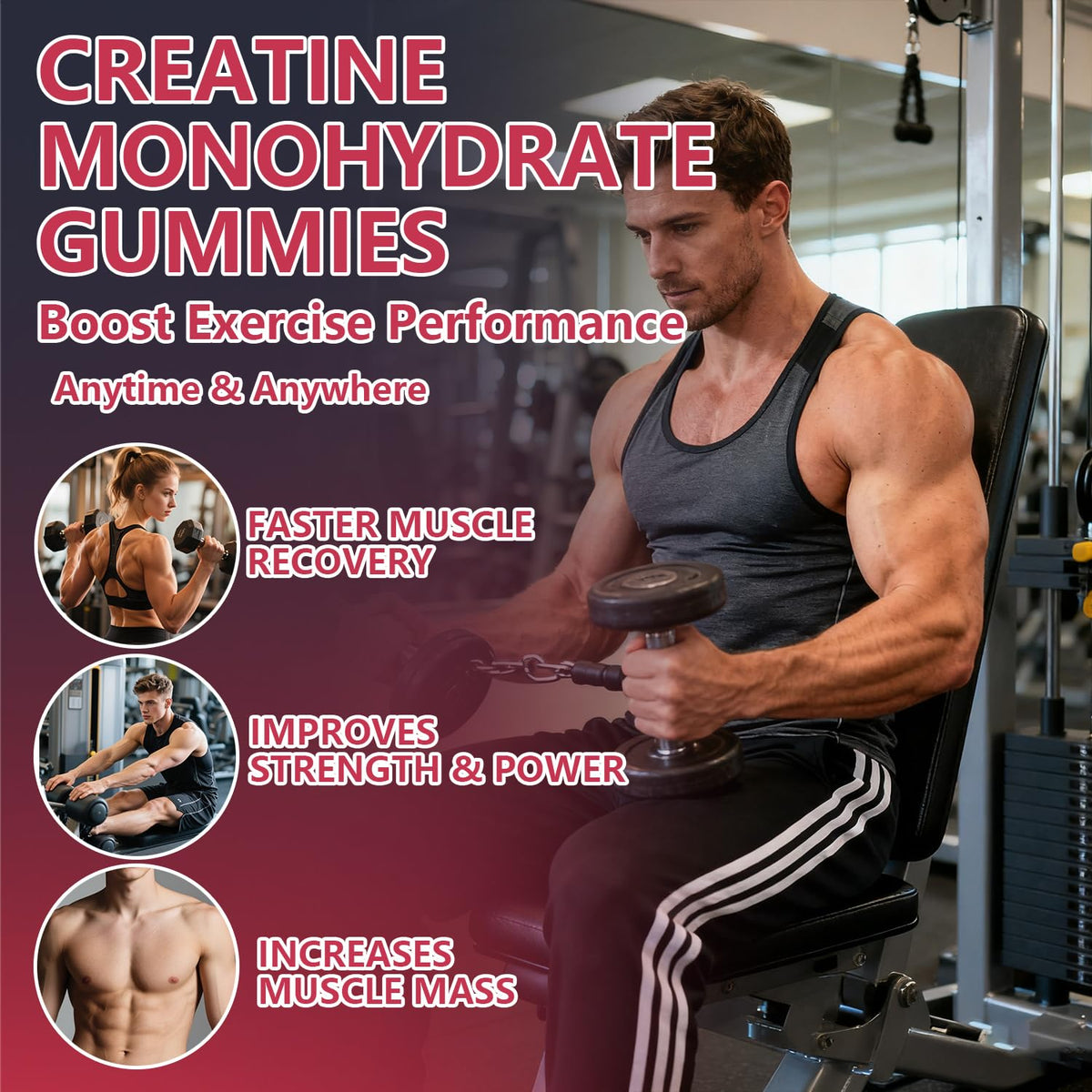 Crasye Creatine Gummies Complex 8000mg for Men and Women Creatine Monohydrate Gummy with BCAA Taurine for Muscle Strength and Energy Boost Sugar CrasyeBuy Supplements Australia