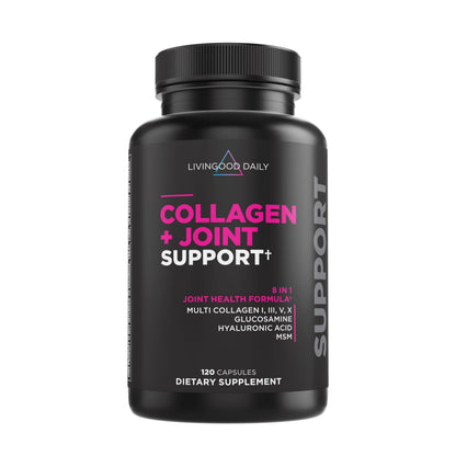 Livingood Daily Collagen + Joint Support, Grass Fed Multi Collagen Peptides I III V X with Hyaluronic Acid, Joint Support Supplement for Women & Men, Hair Skin Nails, Keto & Gluten Free, 120 Capsules Livingood DailyBuy Supplements Australia