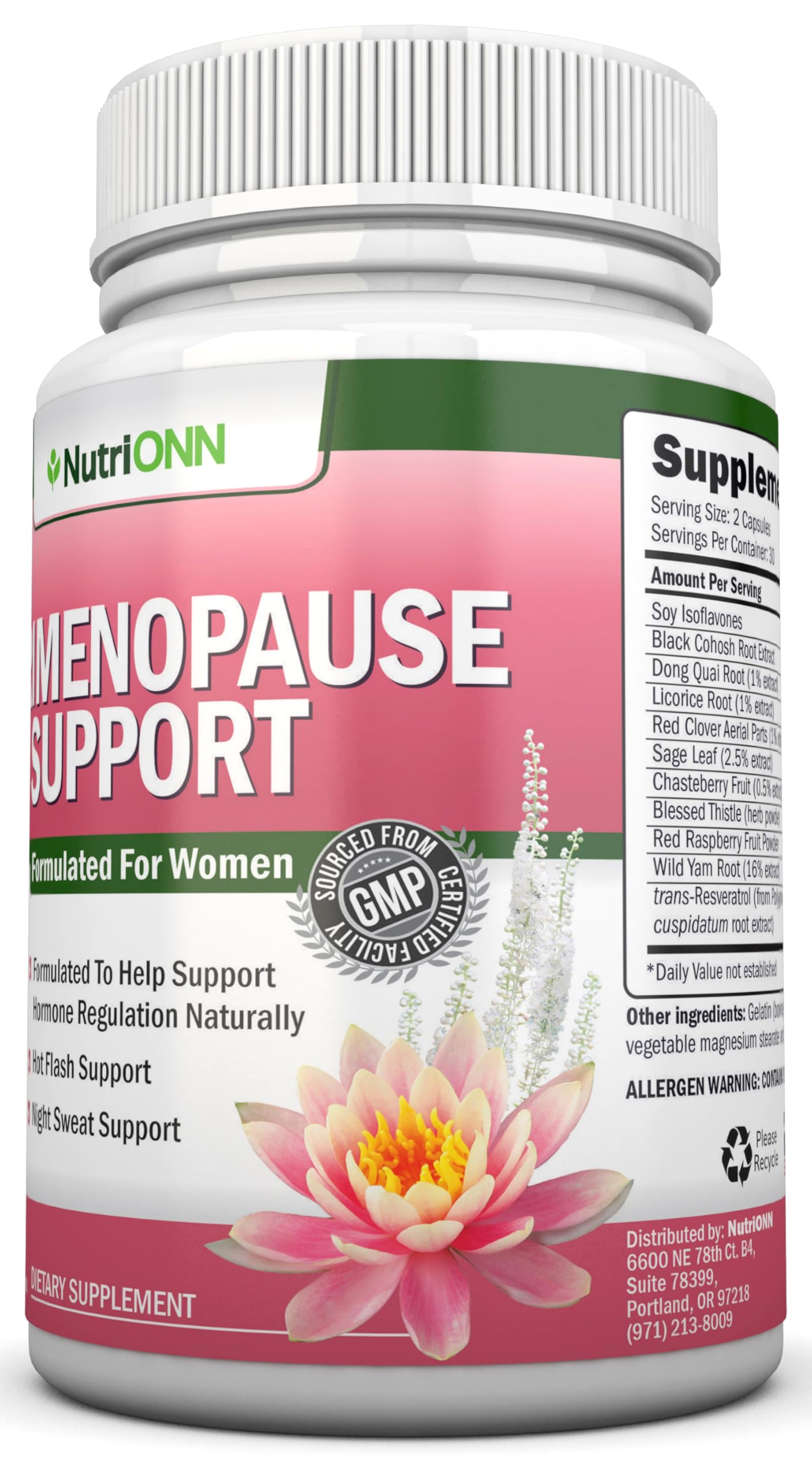 NutriONN Perimenopause Supplement for Women - Natural Support for Hot Flashes & Night Sweats - Improved Mood & Sleep - 11 Herbal Ingredients with Black Cohosh & Red Clover - Hormone Balance - Non-GMO NutriONNBuy Supplements Australia