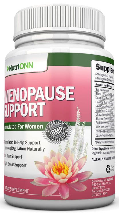 NutriONN Perimenopause Supplement for Women - Natural Support for Hot Flashes & Night Sweats - Improved Mood & Sleep - 11 Herbal Ingredients with Black Cohosh & Red Clover - Hormone Balance - Non-GMO NutriONNBuy Supplements Australia