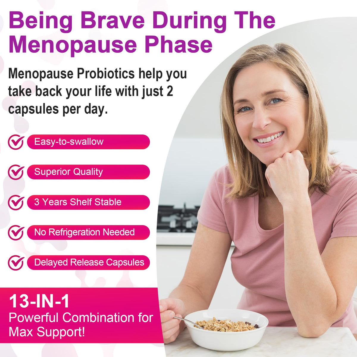 Menopause Supplements for Women, 120 Billion CFU Menopause Probiotics for Women, All-Natural Probiotic for Hot Flashes Menopause, Night Sweats, Mood Swings, Gut and Hormone - 60 Herbal Capsules ZwlloodBuy Supplements Australia