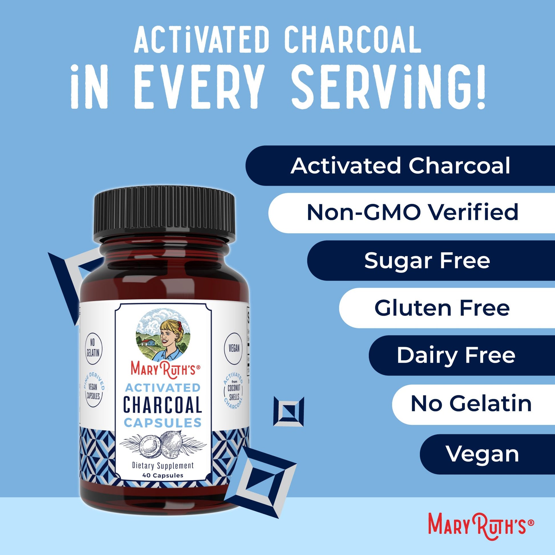 MaryRuth Organics Activated Charcoal Capsules | Substance Adsorption | Derived from Coconut Shells | Vegan Capsules from Pine Trees | Non-GMO | Gluten Free | 40 Count MARYRUTH'SBuy Supplements Australia