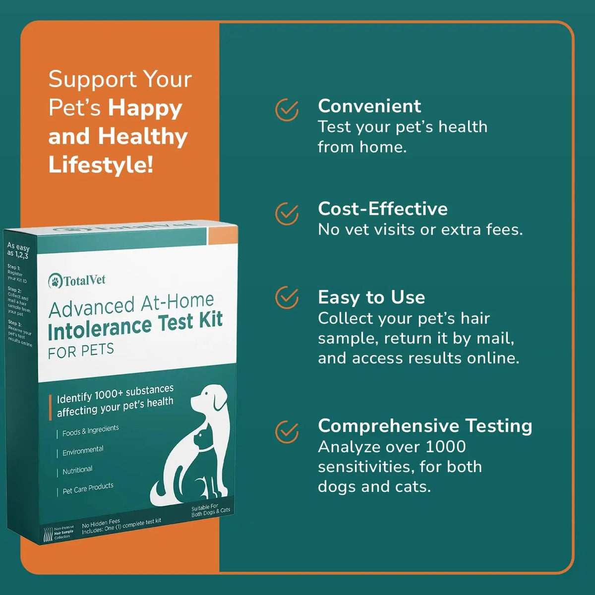 TotalVet Dog Allergy +1000 Food & Nutritional Sensitivity Test, Pet Intolerance Kit at Home — Advanced Complement to DNA Tests for Complete Pet Wellness TotalVetBuy Supplements Australia