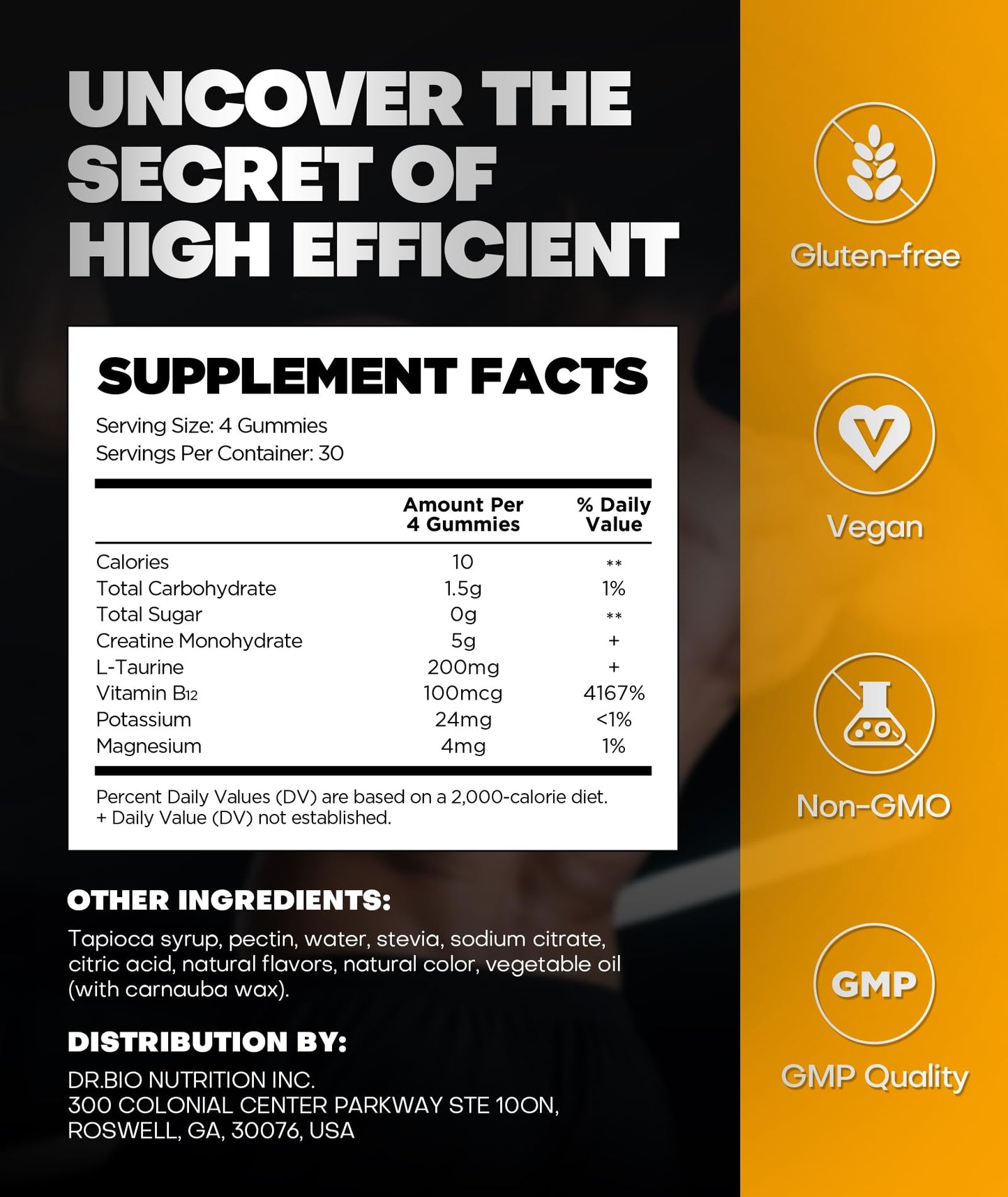 Instant Boost Creatine Monohydrate Gummies, Complex Formula with Real 5000mg Creatine, L-Taurine, B12, Mg & K, Pre-Workout Creatine for Women & Men to Support Energy