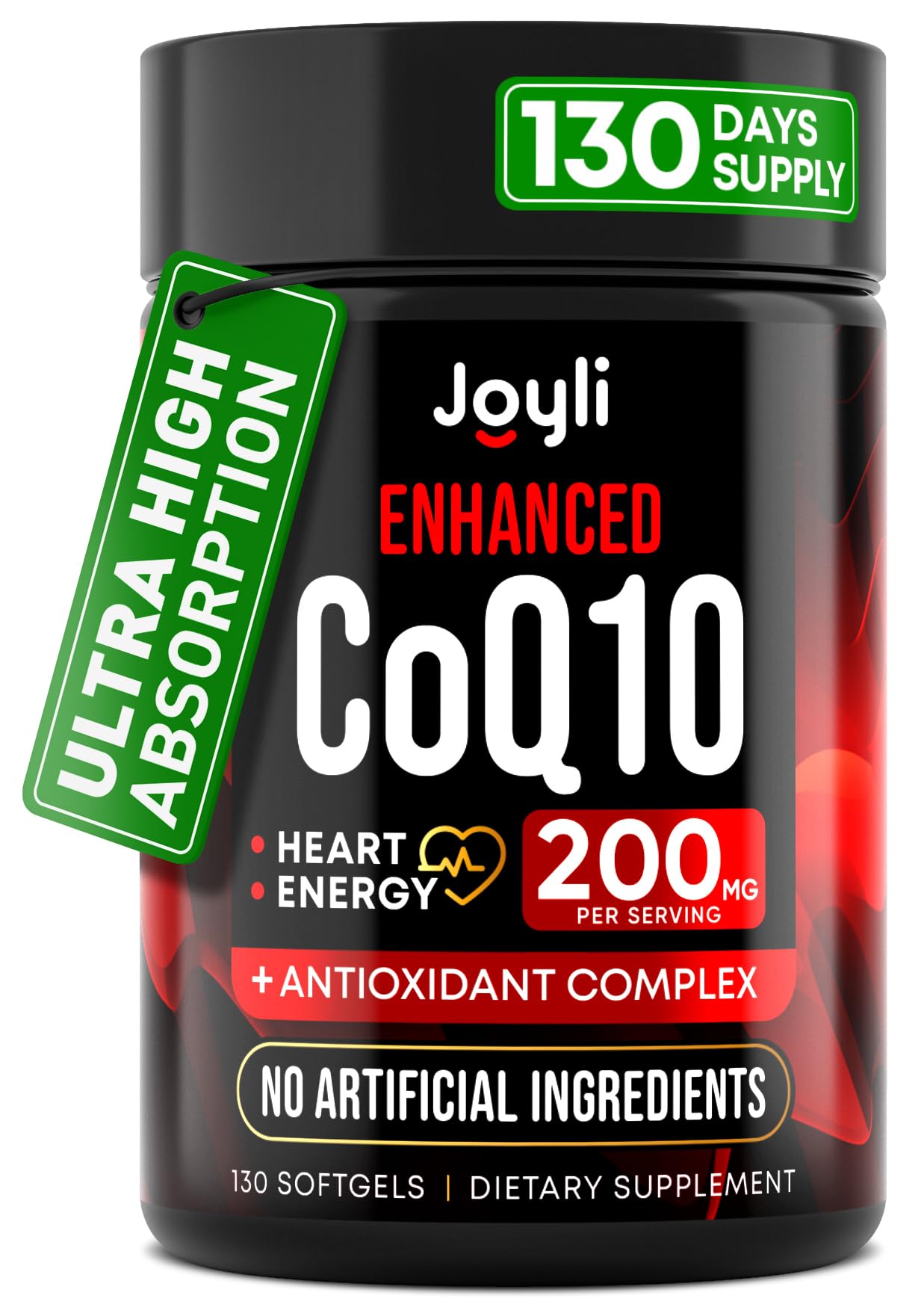 High Absorption CoQ10 200MG - Co Q10, 200mg Softgels for Heart Health & Energy Production - Enhanced Co Q 10 Supplement with Antioxidants and Flaxseed Oil - CoQ10 200 mg Per Serving JOYLI NutritionBuy Supplements Australia