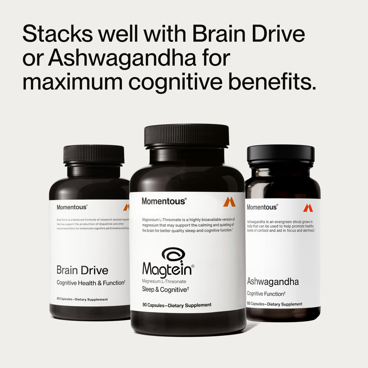 Momentous Magtein Magnesium L-Threonate - Brain & Rest Support Supplement - Boosts Cognitive Function & Sleep Quality