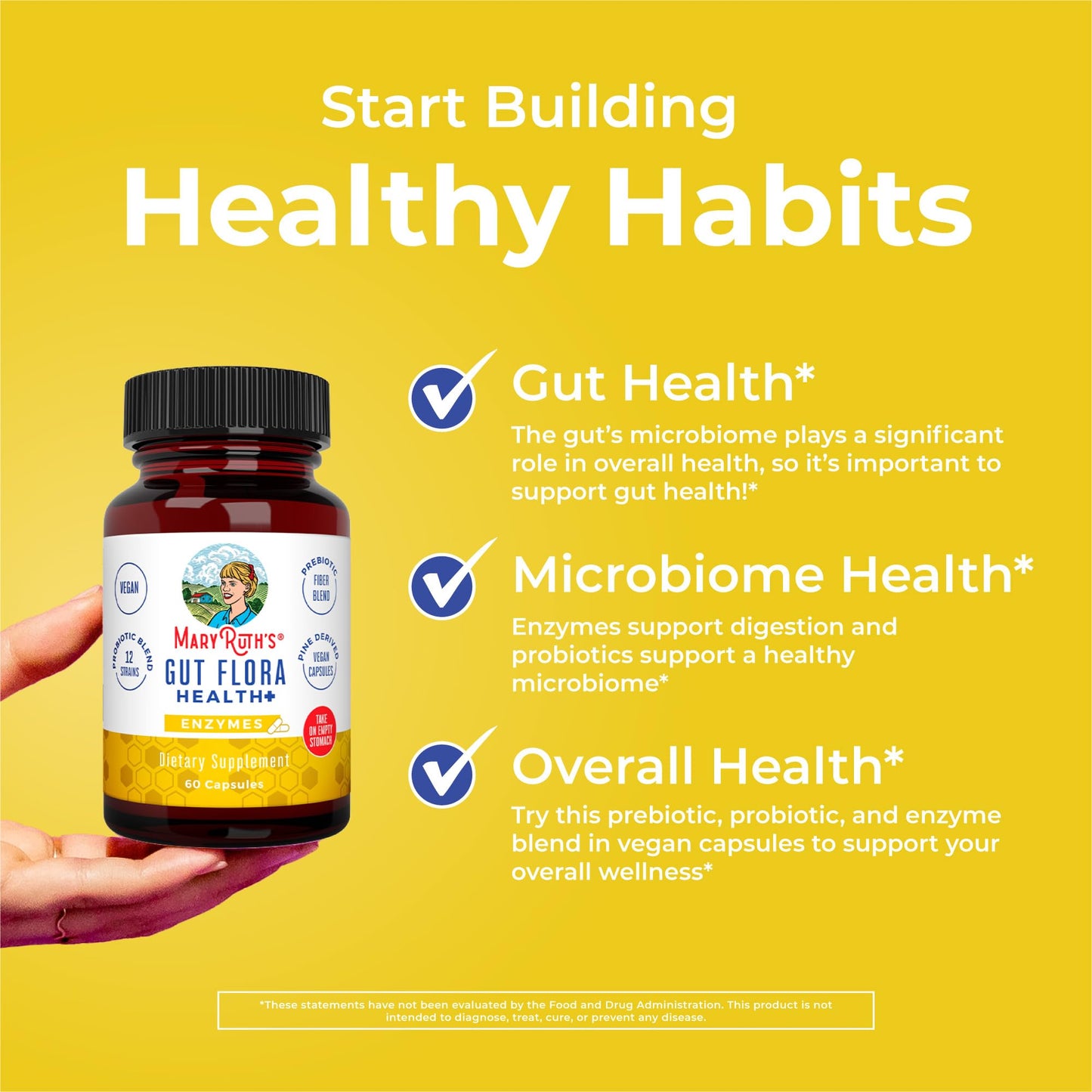 MaryRuth Organics Gut Flora Health+ Enzymes | Up to 2 Month Supply | Prebiotic Probiotic Digestive Enzymes Blend for Healthy Gut Biome & Digestive Support | Gastrointestinal Health | 60 Capsules MARYRUTH'SBuy Supplements Australia