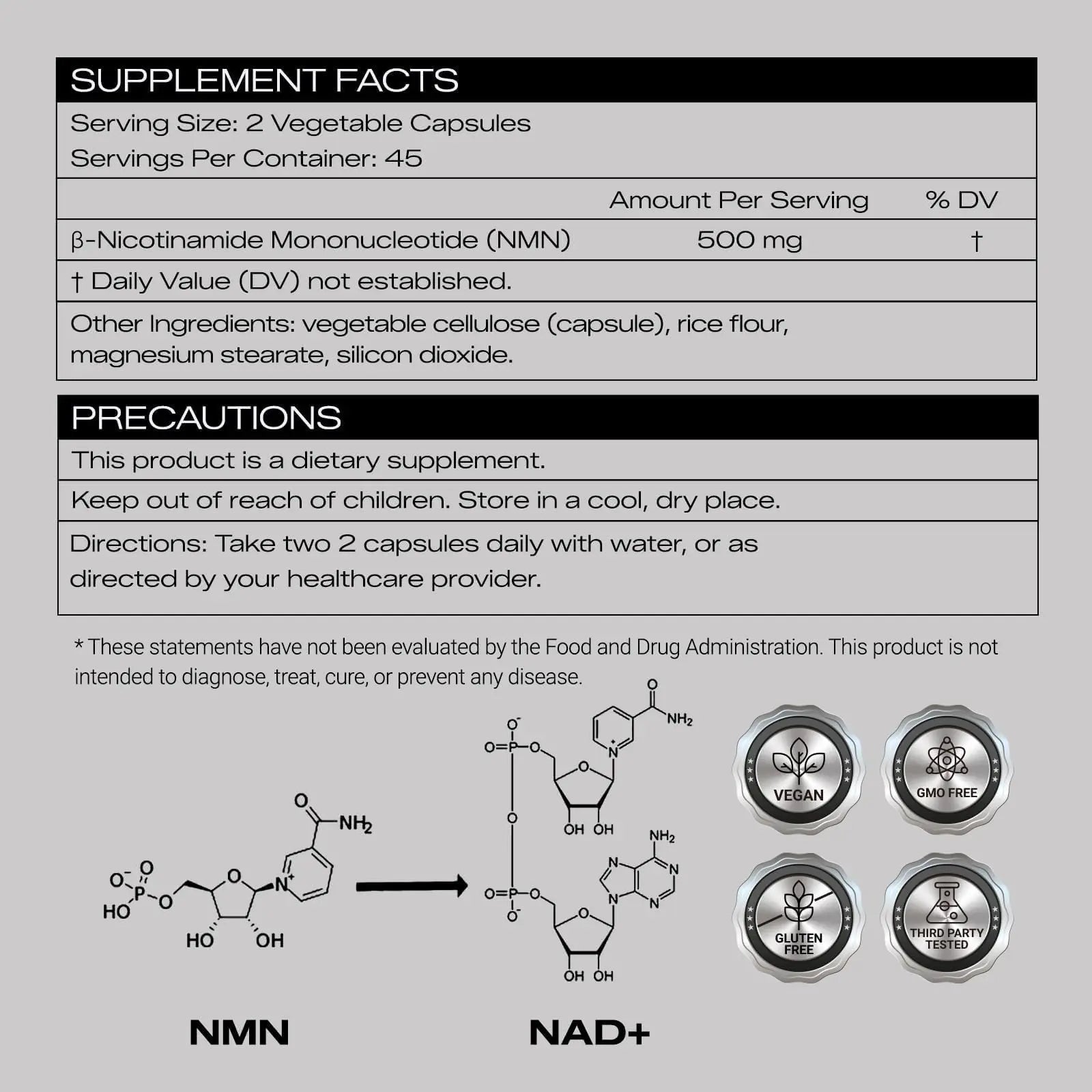PEPAX NMN Supplement 500mg - 99% Pure NMN Supplement Capsules for Increased NAD Levels & Healthy Aging - Third Party Tested Stabilized Capsules, cGMP Certified, 90 Liposomal NMN (45 Servings) PEPAXBuy Supplements Australia