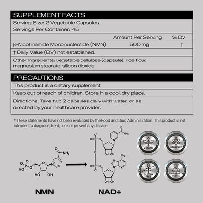 PEPAX NMN Supplement 500mg - 99% Pure NMN Supplement Capsules for Increased NAD Levels & Healthy Aging - Third Party Tested Stabilized Capsules, cGMP Certified, 90 Liposomal NMN (45 Servings) PEPAXBuy Supplements Australia