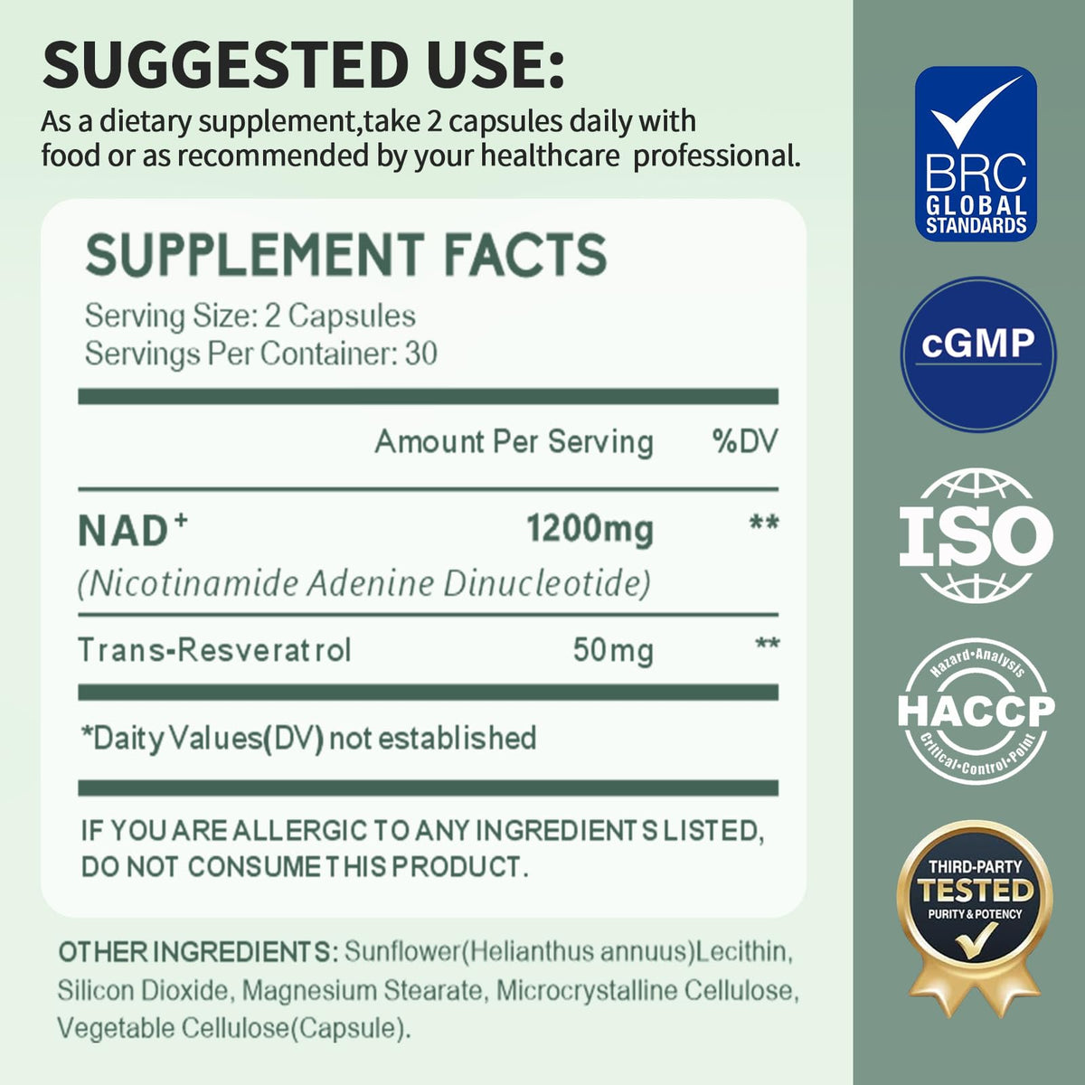 YMINGKJ NAD+ Supplement with Resveratrol 1200mg – Nicotinamide Adenine Dinucleotide & Trans-Resveratrol 50mg, Anti-Aging Cellular Energy & Metabolism Support, 60 Vegetarian Capsules (30 Servings) YMINGKJBuy Supplements Australia