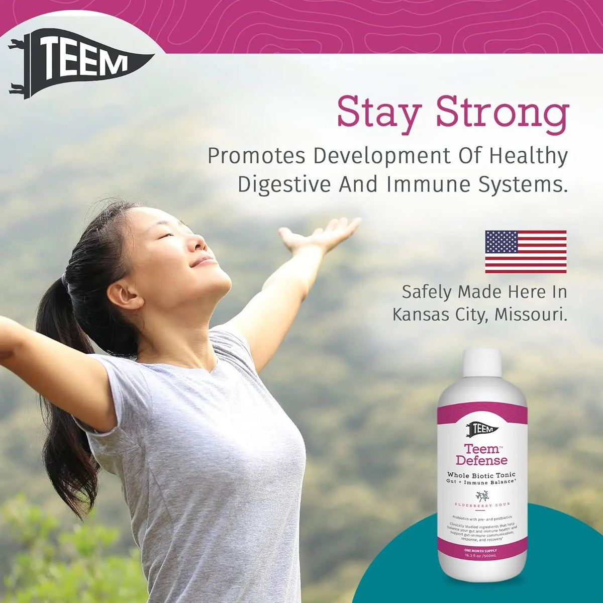 Teem Defense Liquid Probiotic with Elderberry, Whole Biotic Tonic for Digestion & Immunity, Prebiotic Probiotic & Postbiotic Supplement for Kids and Adults, 30 Day Supply – 16.3 Fl.Oz TeemBuy Supplements Australia