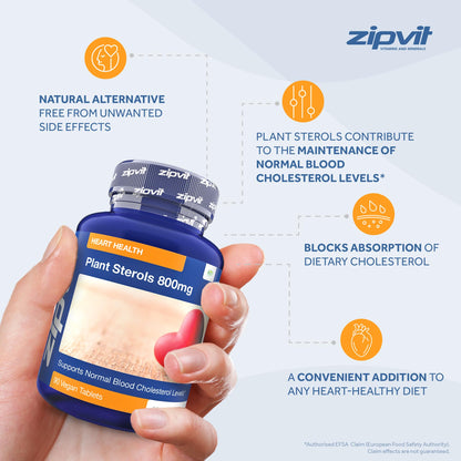 Plant Sterols High Strength 800mg, 90 Vegan Tablets, Supports and Helps Lower ZipvitBuy Supplements Australia