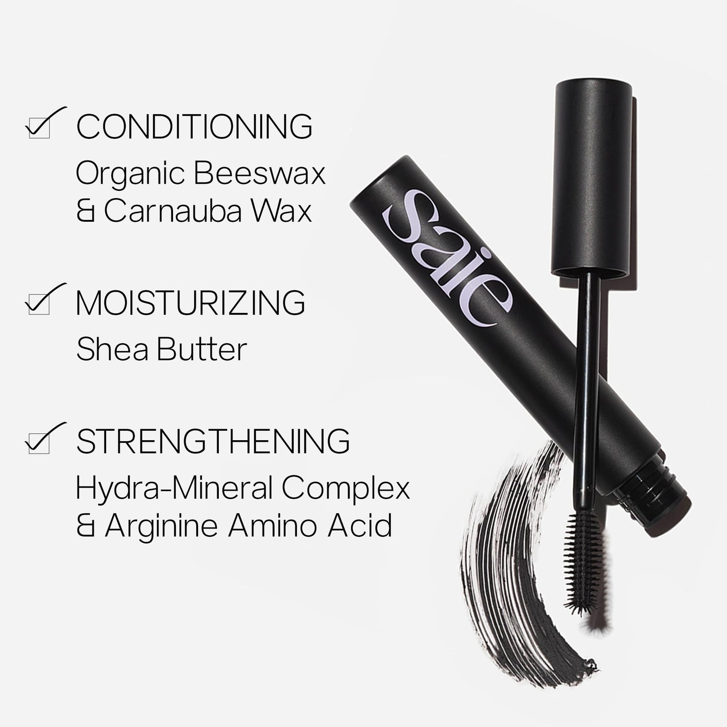 Saie Mascara 101 - Lash Lengthening Mascara for Thick, Bold, Lifted Lashes - Buildable Eye Makeup Formulated to Strengthen and Condition with Rich Nutrients - Black (0.31 oz) SaieBuy Supplements Australia
