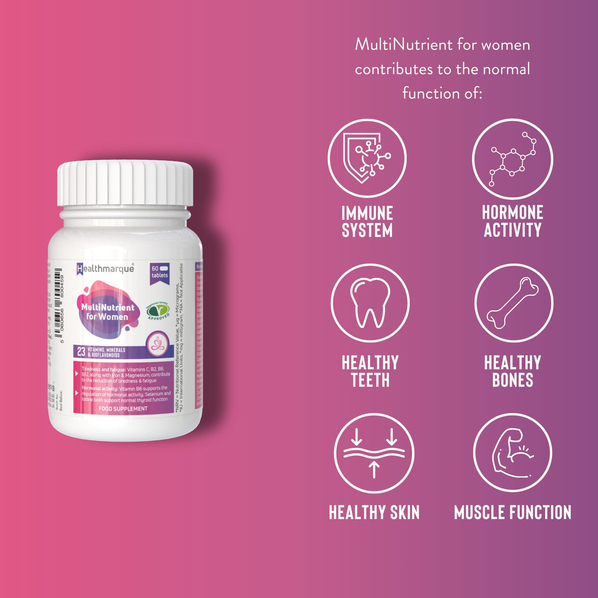 Premium Daily Multivitamin Tablets for Women - 23 Essential Vitamins, Minerals & Bioflavonoids HealthmarqueBuy Supplements Australia