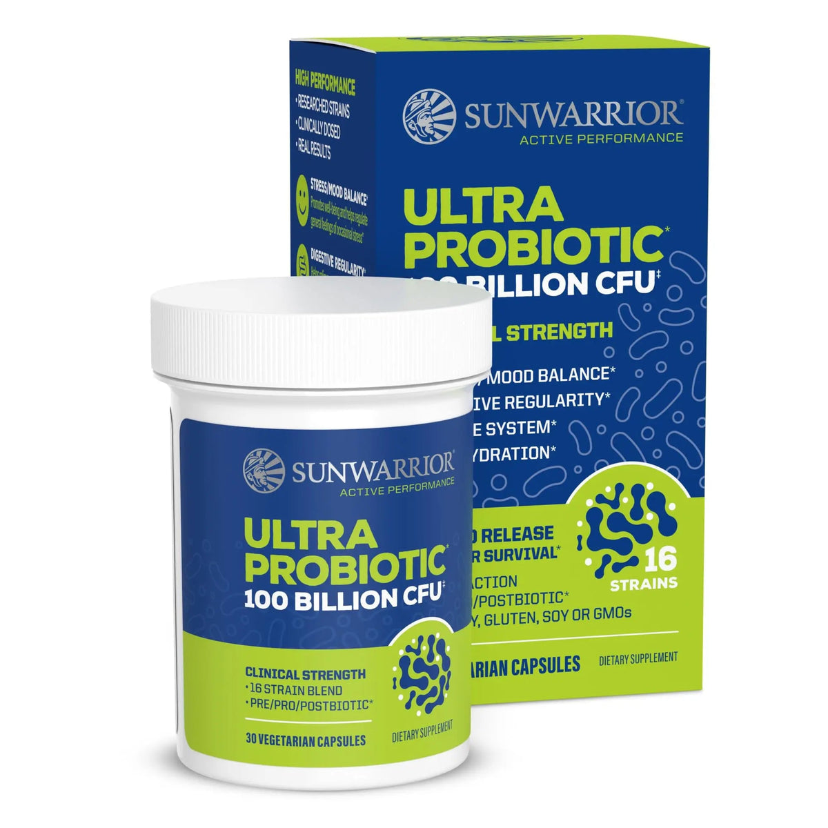 Probiotic for Gut Health 100 Billion CFU Probiotics Supplement Capsules 16 Strains Prebiotics + Postbiotics for Gut Immune & Colon Health Energy & Endurance Support Soy-Free Non-GMO 30 Capsule Serving Sunwarrior buy supplements Au
