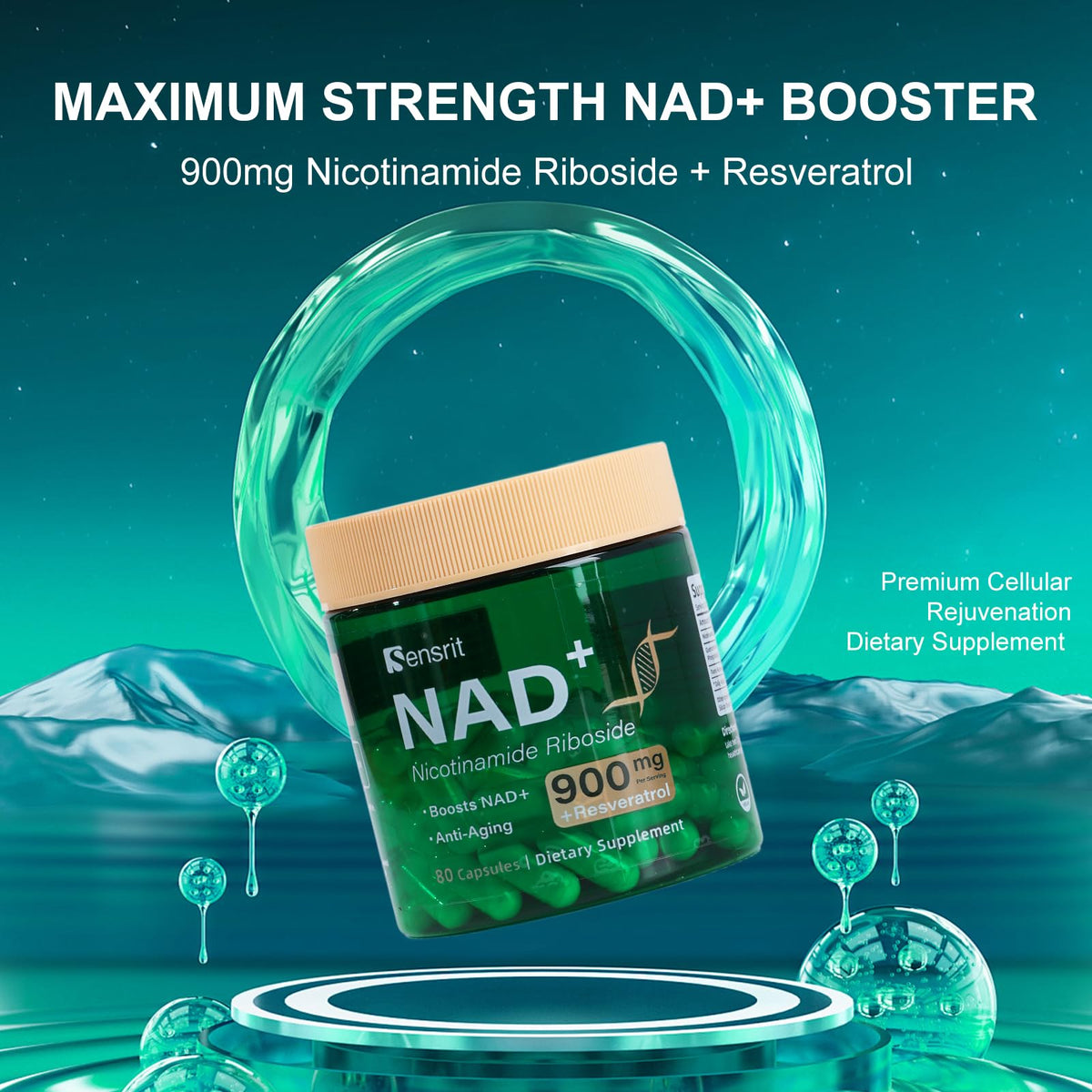 Sensrit NAD+ Supplement with Nicotinamide Riboside & Resveratrol | Cellular Energy & Mental Clarity Support | 40 Servings | Vegan, Non-GMO, Gluten Free SensritBuy Supplements Australia