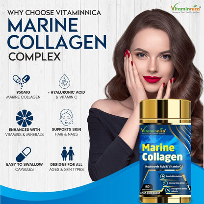 Vitaminnica Marine Collagen Capsules with Hyaluronic Acid & Vitamin C - Skin, Hair, Bones & Joints Vitaminnica Because your Health MattersBuy Supplements Australia