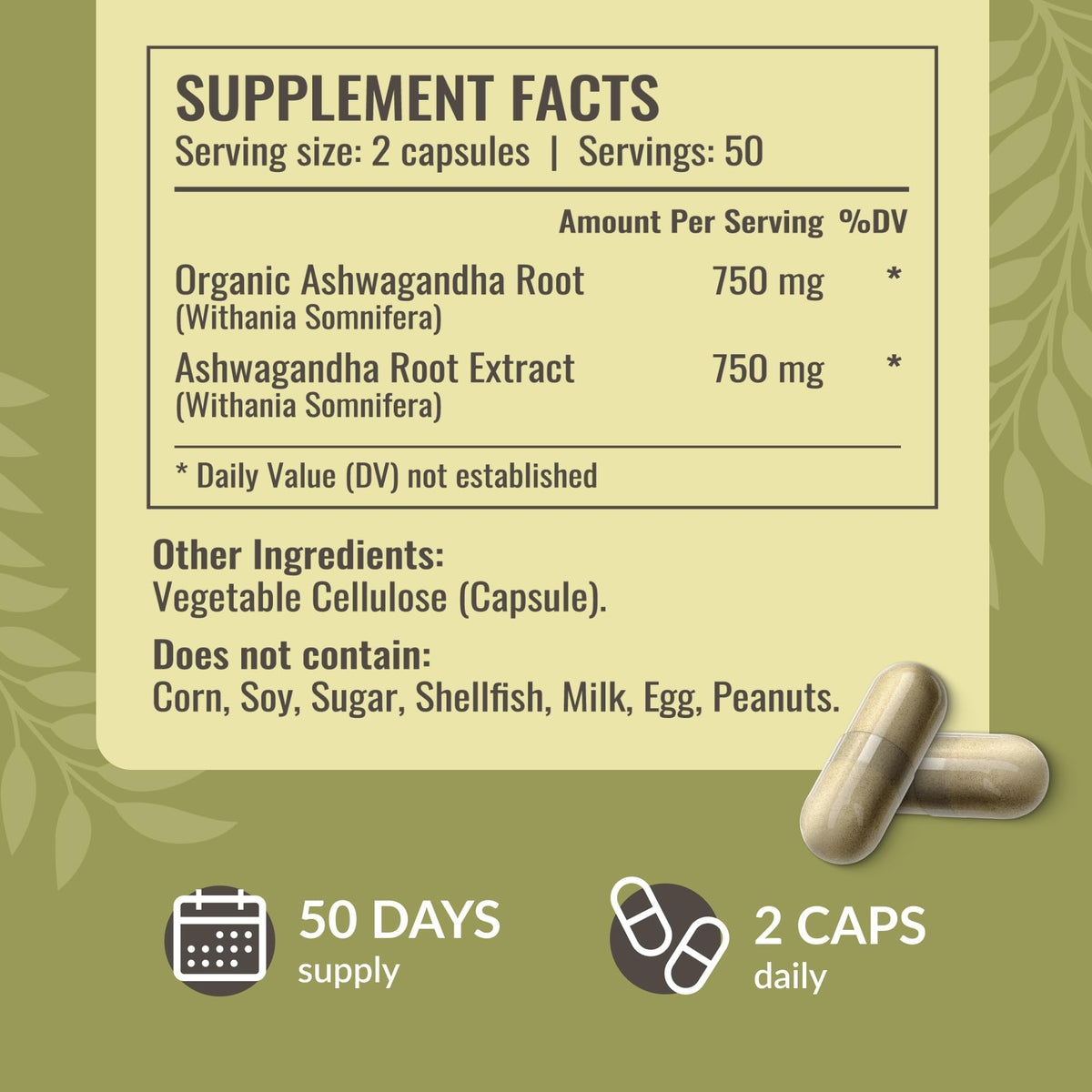 HERBAMAMA Ashwagandha Capsules - 1500mg Pure Ashwagandha Root Focus Supplement - Vegan, Non-GMO Mood & Calm Support Supplement for Adults, 100 Caps HERBAMAMABuy Supplements Australia