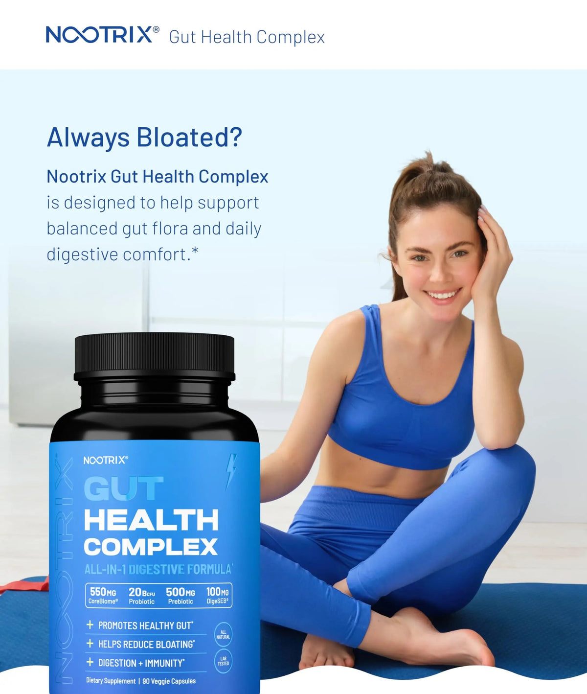 Nootrix Health Complex Supplement | Probiotics for Gut Health, Colon Cleanse & Bloating Relief | Promotes Healthy Digestion | Digestive Enzymes, Postbiotics & Prebiotics | 90 Capsules NootrixBuy Supplements Australia