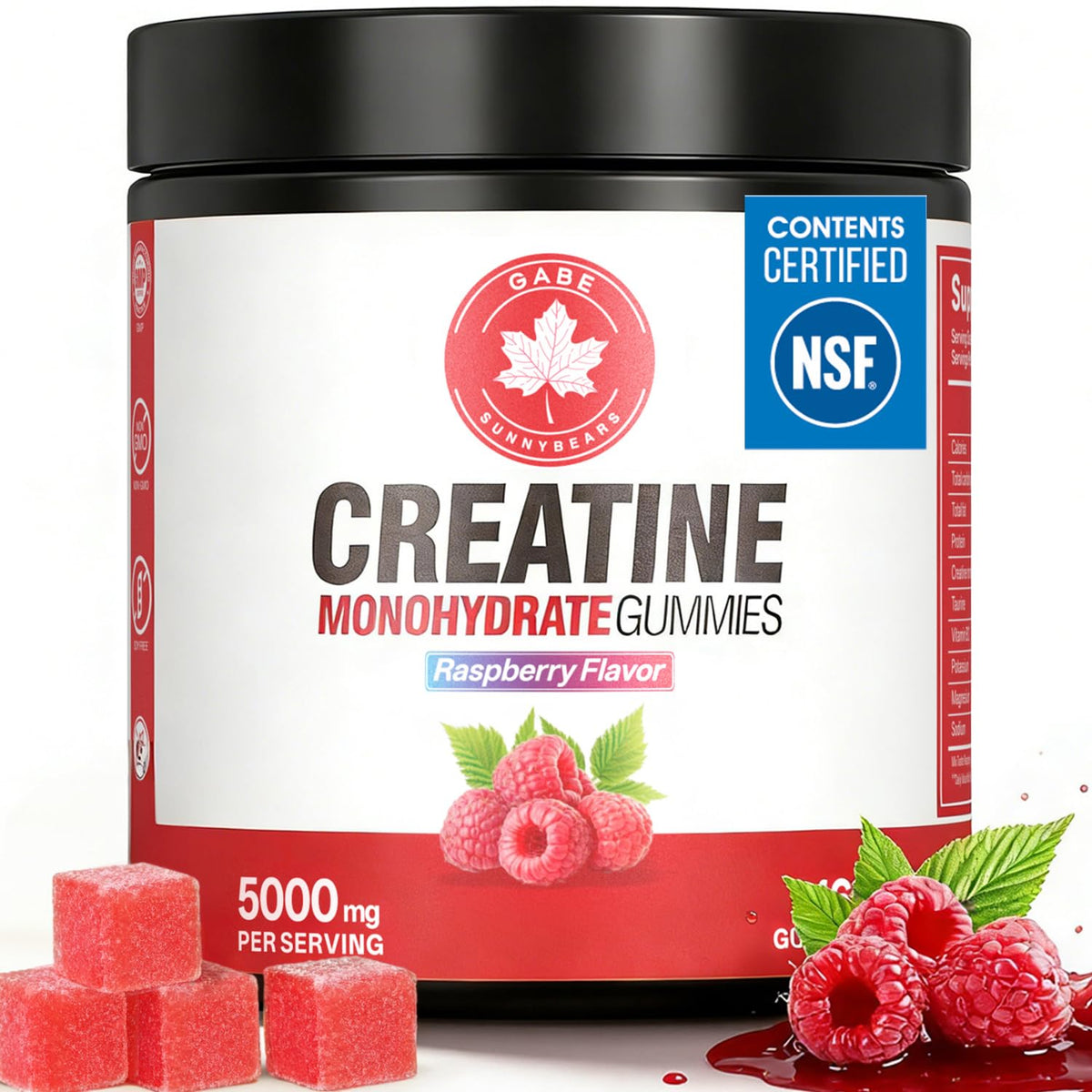 GABE SUNNYBEARS Creatine Gummies, NSF Certified, 5g Creatine Monohydrate per Serving with Taurine & B12, Raspberry Flavor, 160 Count, for Men & Women GABE SUNNYBEARSBuy Supplements Australia
