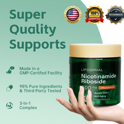 HHerbionix NAD Resveratrol Supplement Plus Extra Strength, Nicotinamide Riboside NR 900mg for Women & Men, NAD Supplement NMN Alternative– Liposomal Formula for Energy, Anti-Aging HHerbionixBuy Supplements Australia