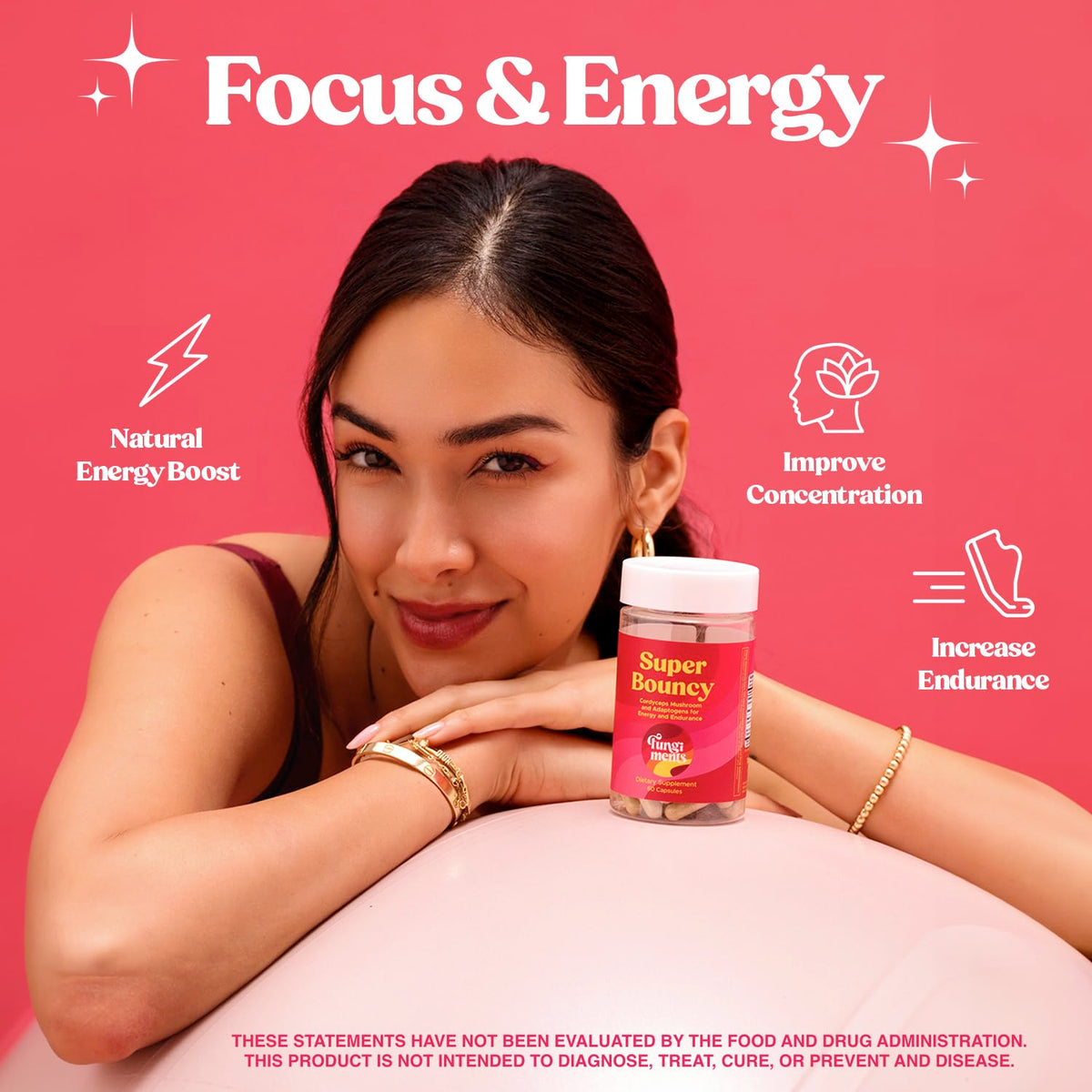 Fungiments Super Bouncy Mushroom Supplement – Cordyceps Focus Capsules for Adults – Natural Brain Boost, Green Tea Energy Vitamins Without jitters, Stamina for Women, Fatigue Support – 60 Count FungimentsBuy Supplements Australia