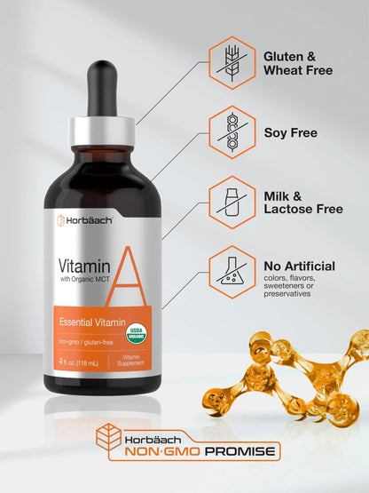 Horbäach Vitamin A Liquid | 4 fl oz | Supplement with Organic Fractionated Coconut Oil | Non-GMO, Gluten Free HorbäachBuy Supplements Australia