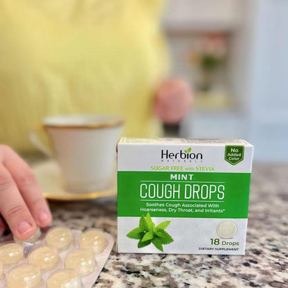 HERBION Naturals Cough Drops, Sugar Free with Stevia, Dietary Supplement, Soothes Cough, for Adults & Children Over 6 Years, 18 Count, Mint, Pack of 1 HERBION buy supplements Au