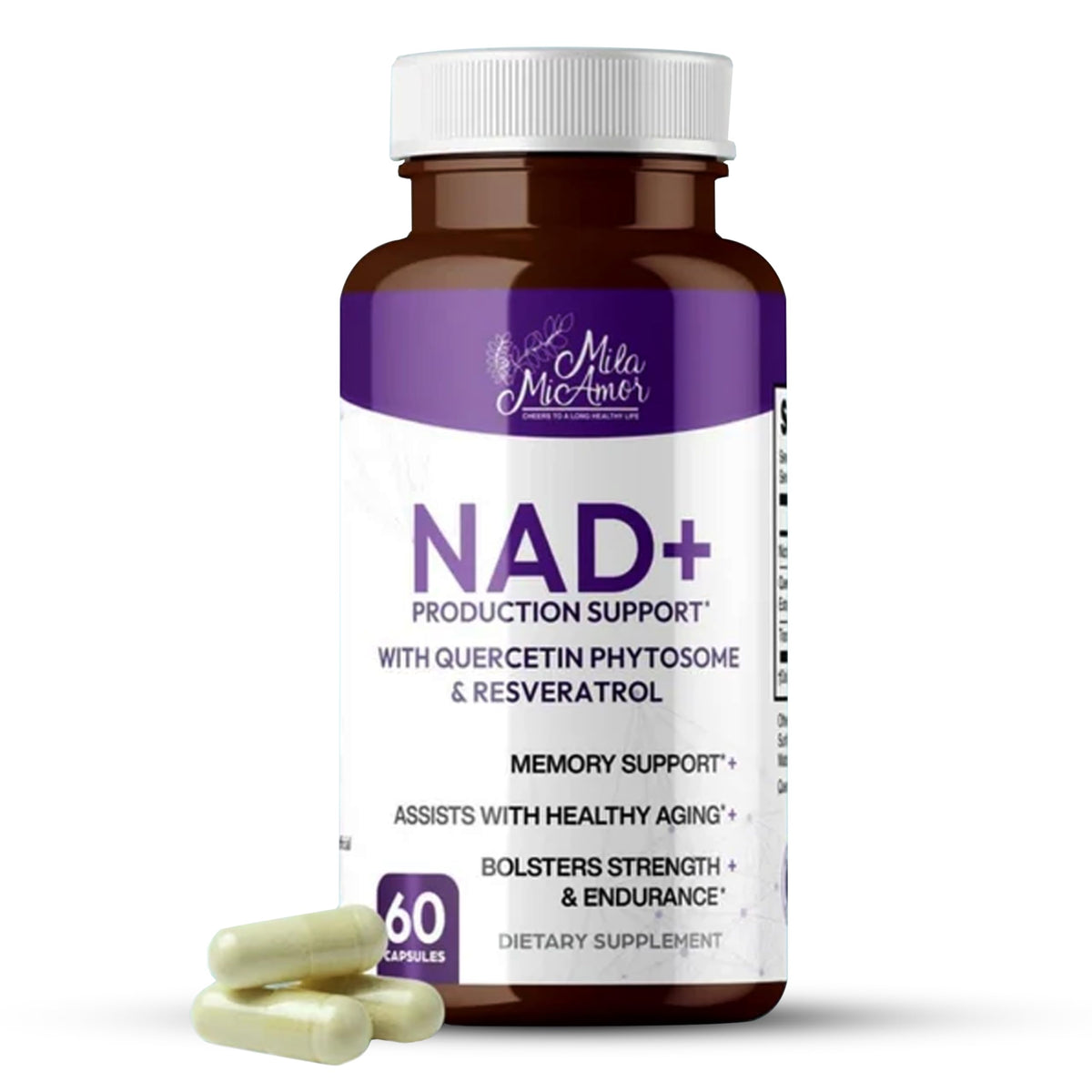 Mila Miamor NAD+ for Cellular Energy & Anti-Aging Supplement| Boost Focus, Vitality & Mitochondrial Function | Supports DNA Repair, Brain Health & Endurance | Non-GMO, Gluten-Free | 60 Capsules Mila MiamorBuy Supplements Australia