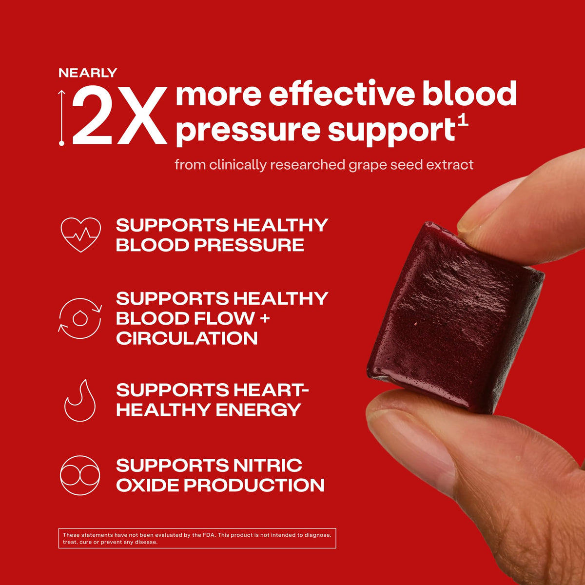 Humann SuperBeets Heart Chews, Beet Root Powder Support Energy Supplement, Nitric Oxide and Blood Pressure Support, Grape Seed Extract & Non-GMO