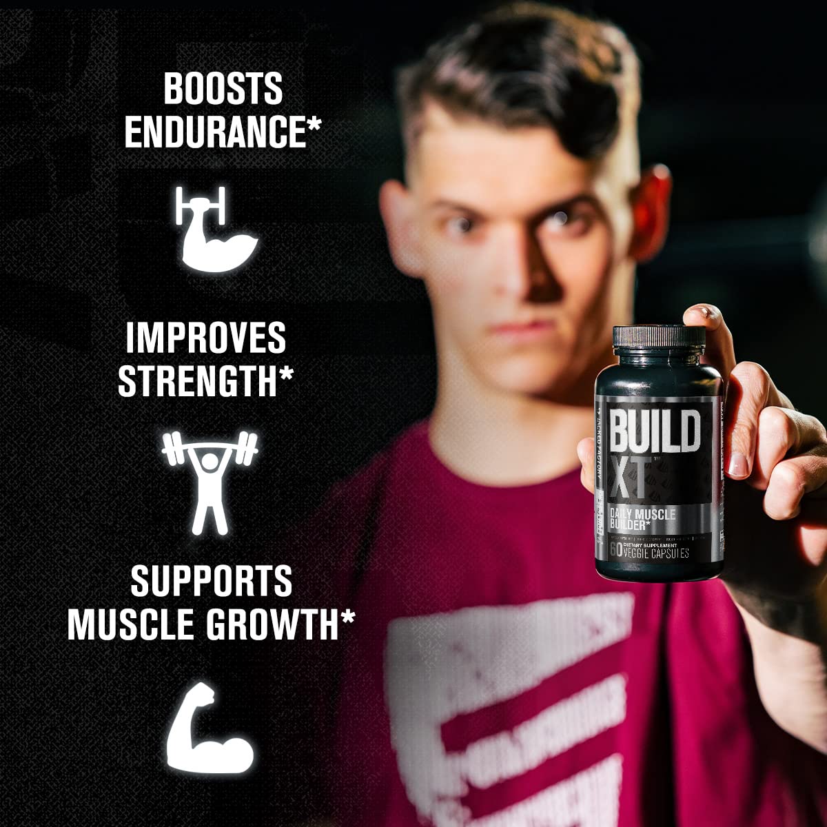 Jacked Factory Nitrosurge Pre-Workout in Watermelon & Build XT Muscle Building Bundle for Men & Women