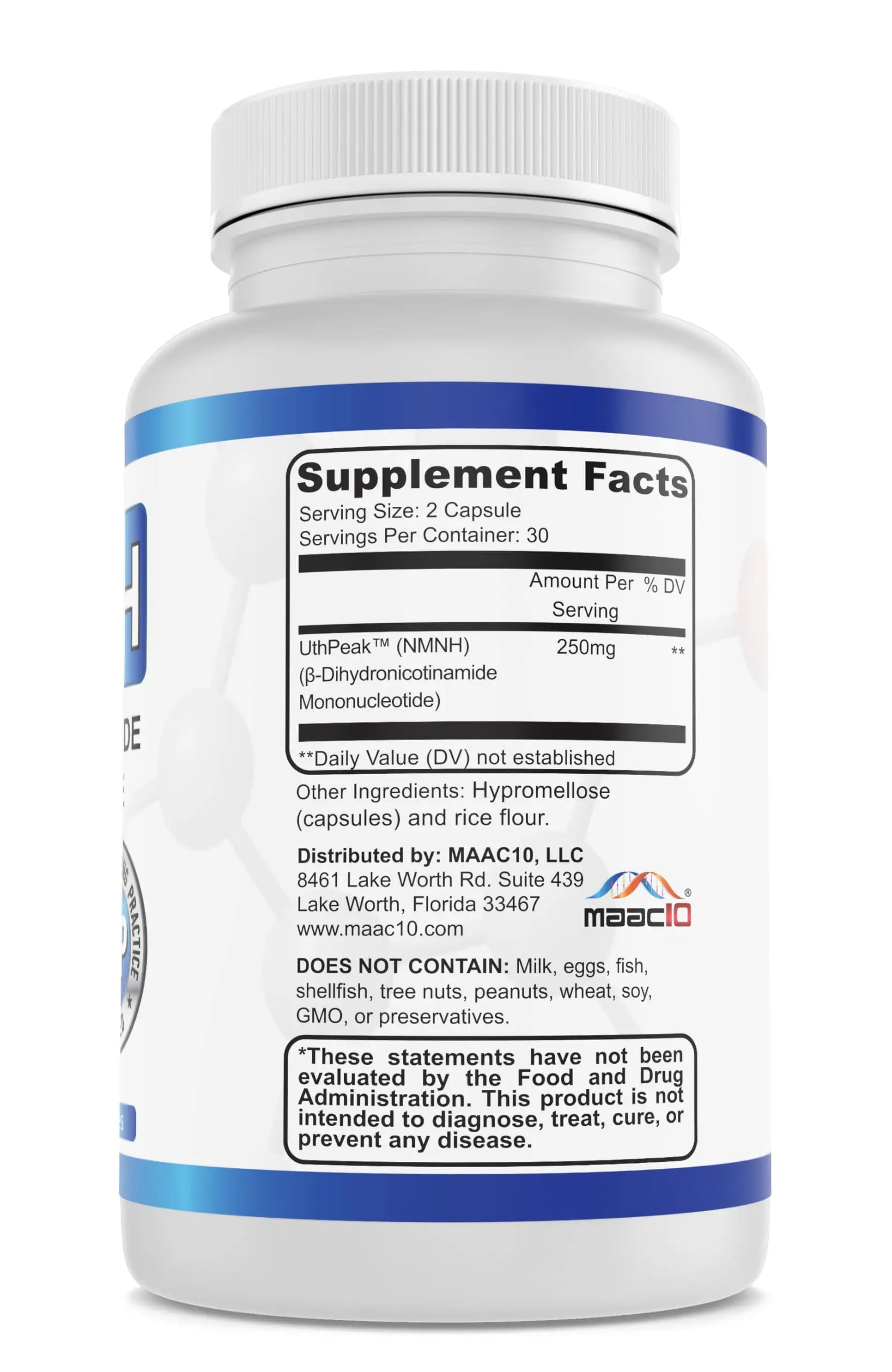 MAAC10 NMNH (NMN Supplement Alternative) 250mg Serving | Uthpeak™ NMNH (Dihydronicotinamide Mononucleotide) for Better Stability | 30-Day Supply. MAAC10Buy Supplements Australia