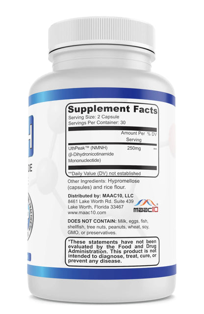 MAAC10 NMNH (NMN Supplement Alternative) 250mg Serving | Uthpeak™ NMNH (Dihydronicotinamide Mononucleotide) for Better Stability | 30-Day Supply. MAAC10Buy Supplements Australia